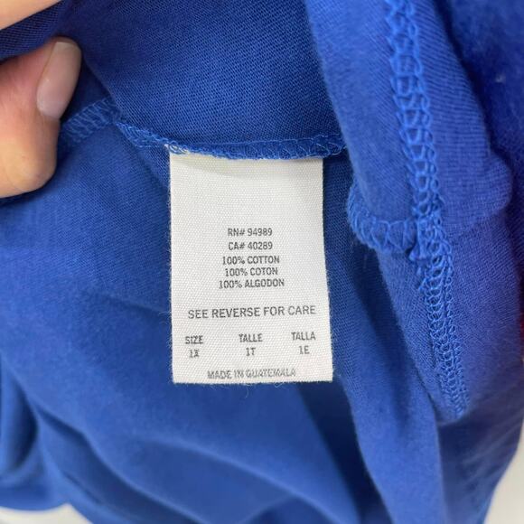 5th & Ocean Kansas Jayhawks Blue Red Baseball Style 3/4 Sleeve Scoop Neck Tshirt - Picture 5 of 6